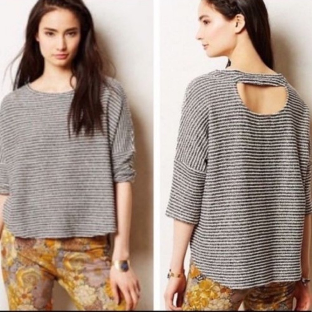 Anthropologie Deletta Striped Textured Sweater Top